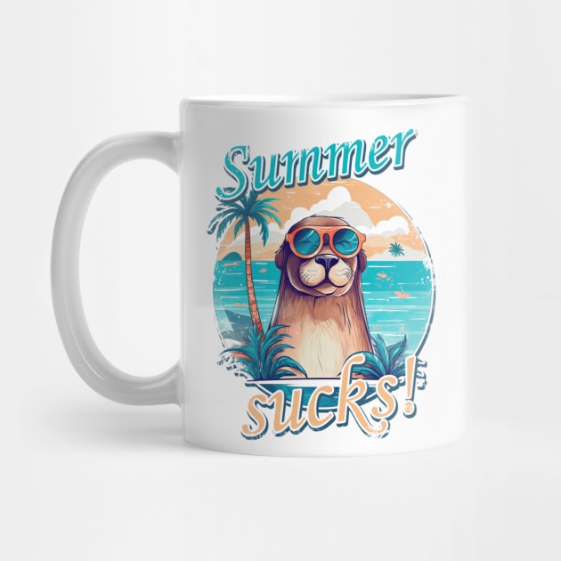 Summer sucks Otter seal sea lion with sunglasses by TeePulseMania